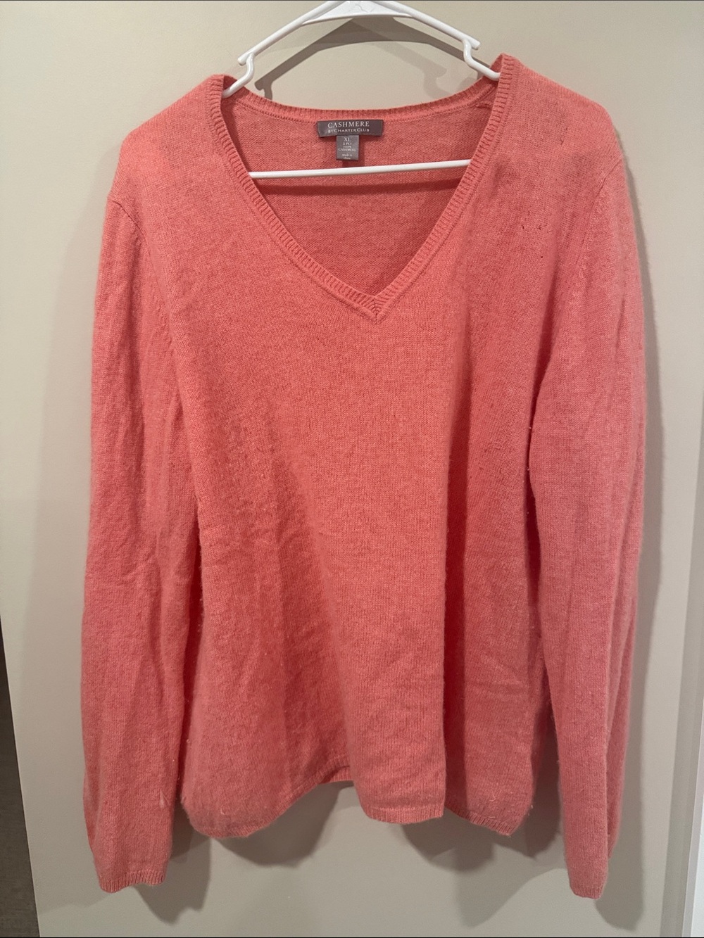 100% cashmere V-Neck Sweater - Coral Pink